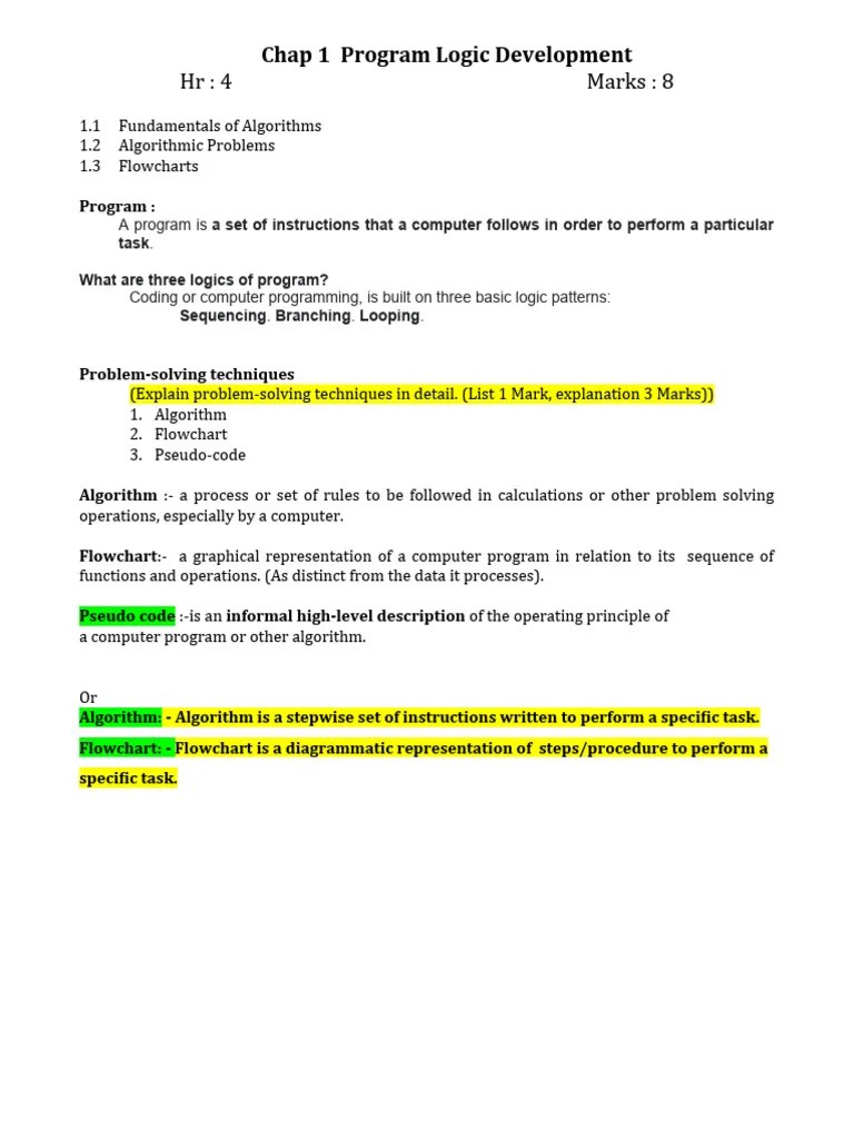 Unit 1 Prog Logic Development | Download Free PDF | Algorithms ...