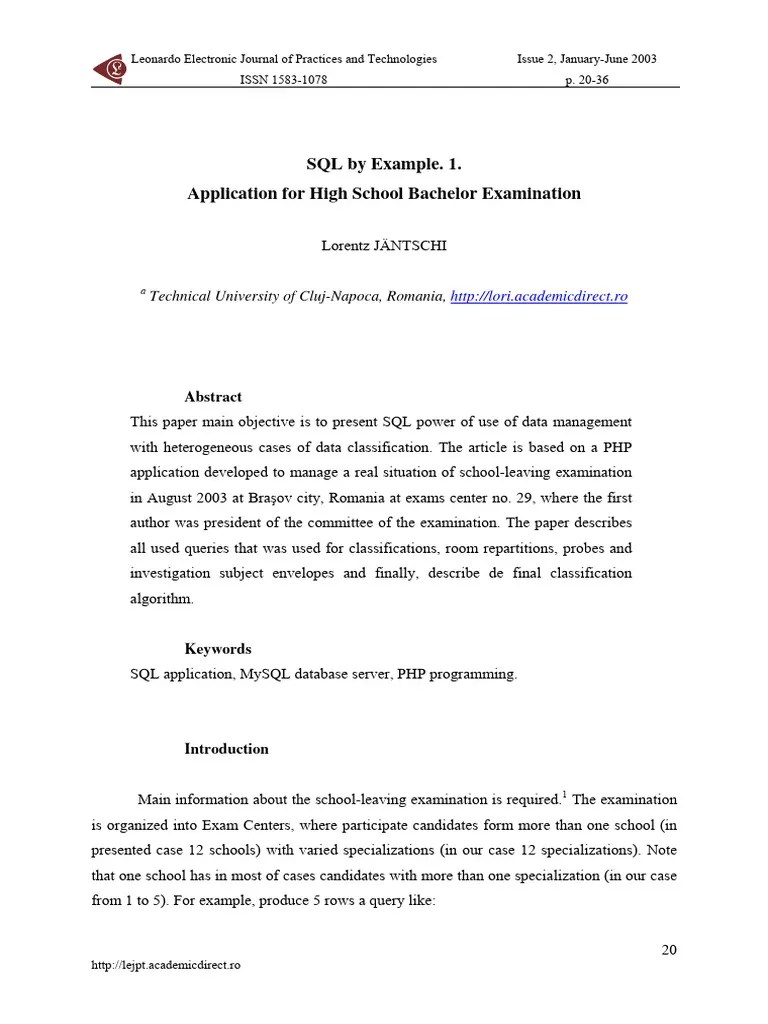 School Database | PDF | Sql | Computing