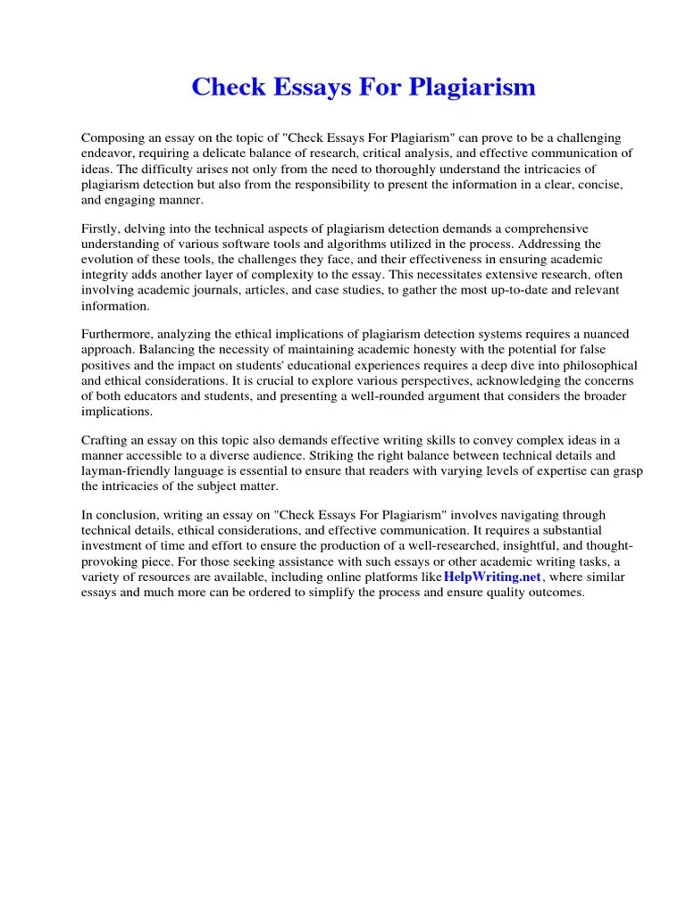 Check Essays For Plagiarism | PDF | Macromolecules | Plagiarism