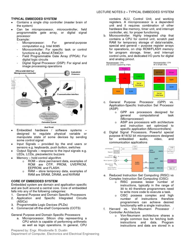 Lecture 2 - Typical Embedded System | PDF | Microcontroller | Read Only ...