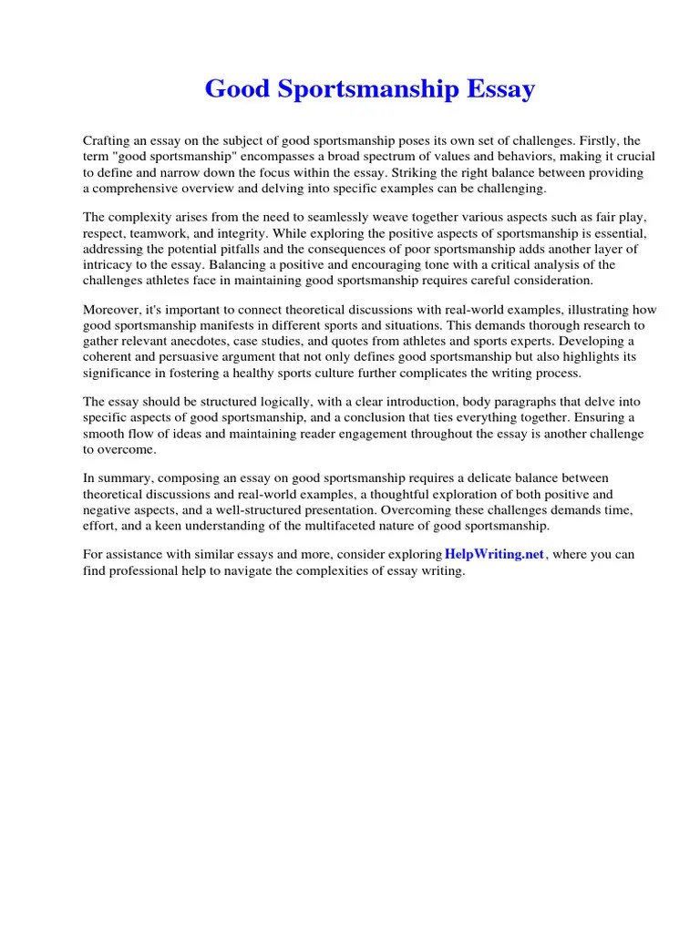 Good Sportsmanship Essay | PDF