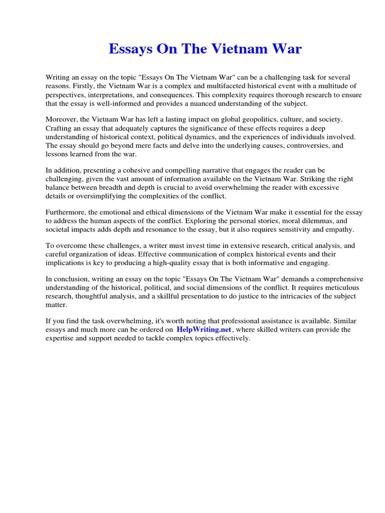 Essays On The Vietnam War | PDF | Psychotherapy | Humanistic Psychology