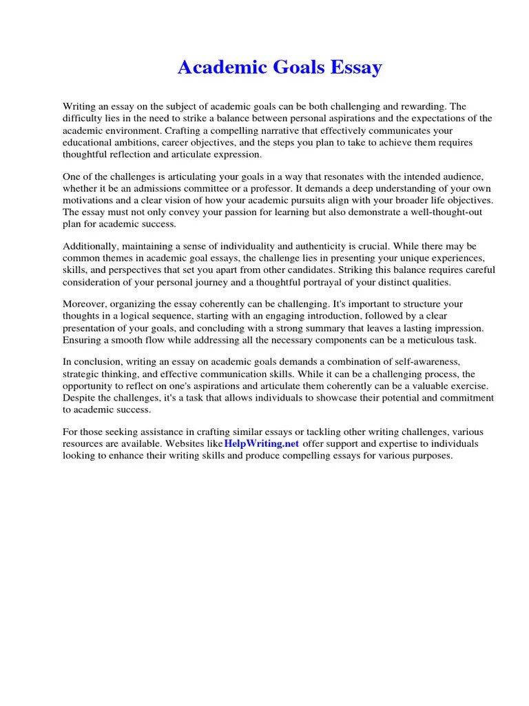 Academic Goals Essay | PDF | Motivation | Motivational