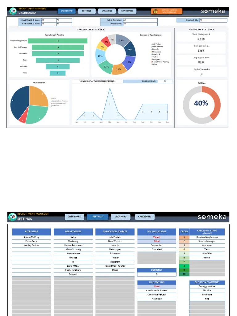 Recruitment Tracker Someka Excel Template V9 Free Version 2 | PDF ...