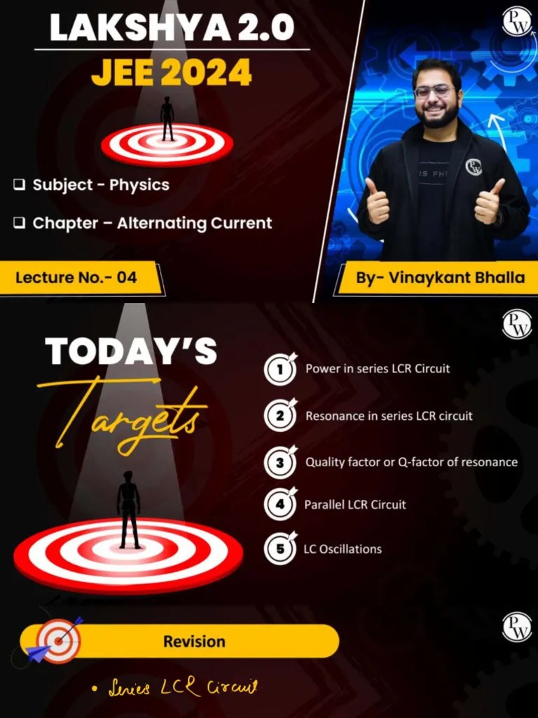 Alternating Current 04 Class Notes Lakshya JEE 2.0 2024 PDF | PDF