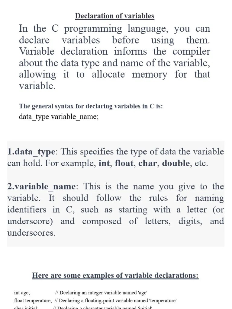 C Program - Unit 1 | PDF | Variable (Computer Science) | Data Type