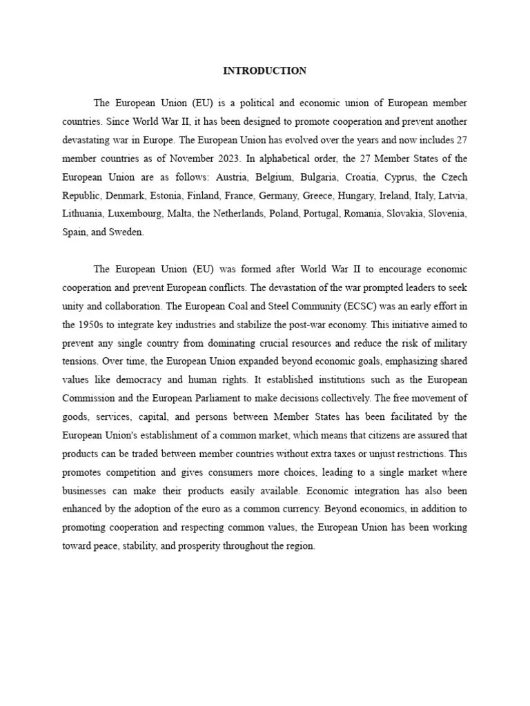 The European Union | PDF | European Union | Globalization