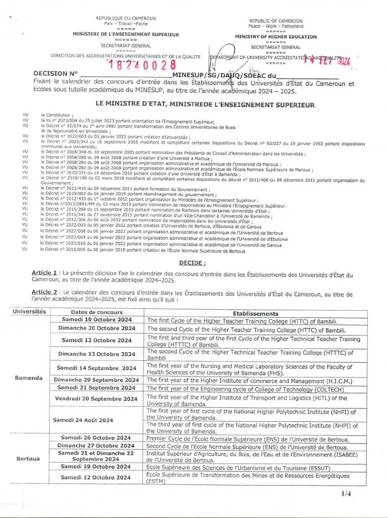 Calendrier Concours 2024-2025 | PDF