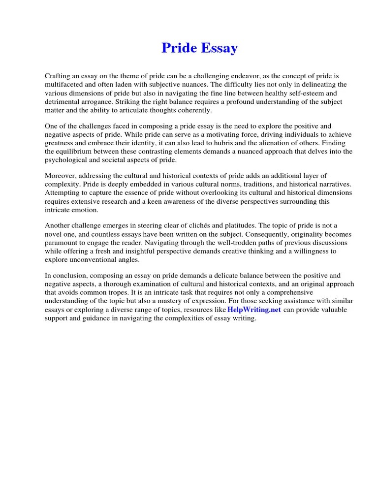 Pride Essay | PDF