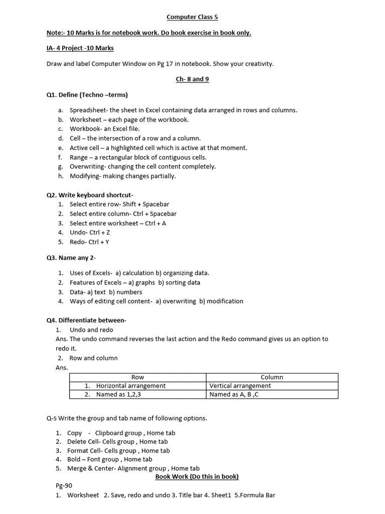 Computer Class 5 | PDF