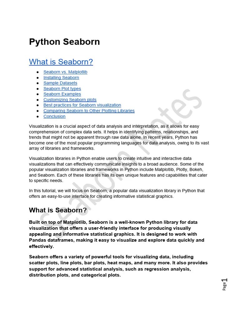 Python Seaborn Notes | Download Free PDF | Histogram | Scatter Plot