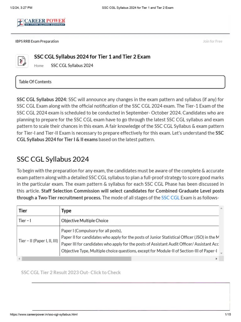 SSC CGL Syllabus 2024 For Tier 1 And Tier 2 Exam | PDF | Triangle ...