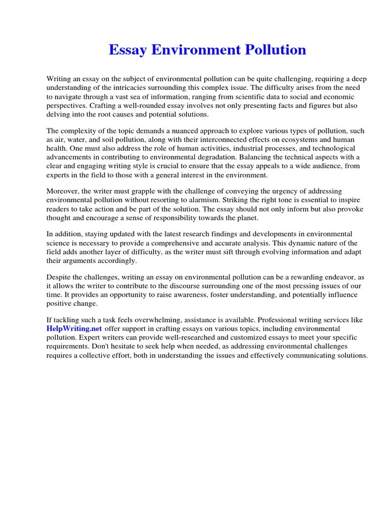 Essay Environment Pollution | PDF | Pedagogy | Literacy
