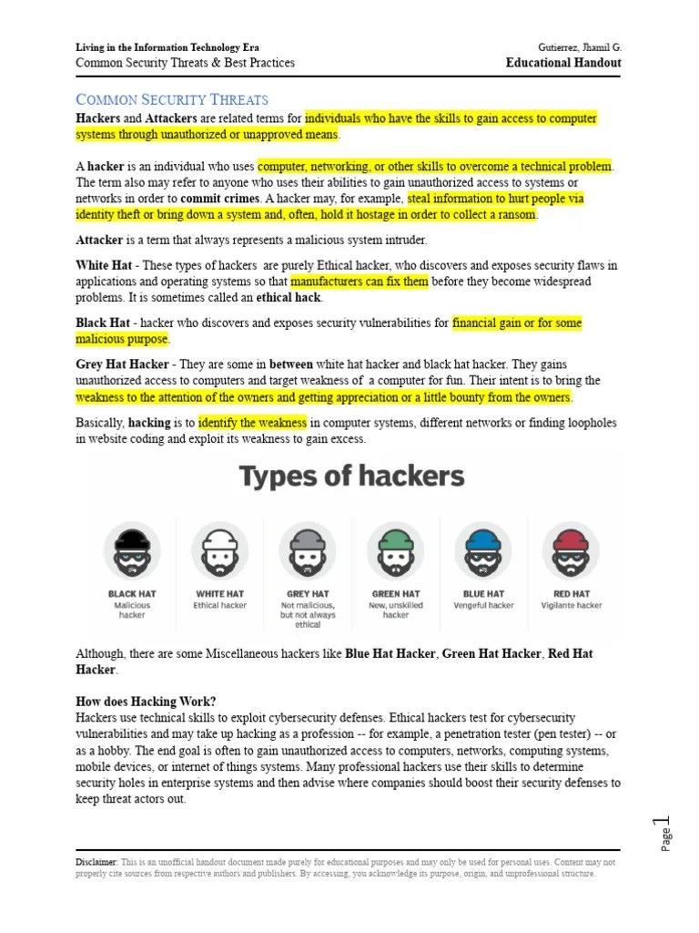 Common Security Threats & Best Practices | PDF | Security Hacker | Malware