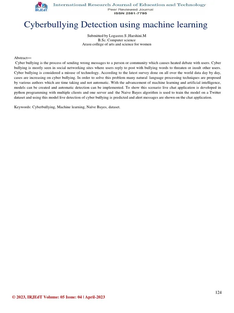 Cyberbullying Detection Using Machine Learning | PDF | Support Vector ...