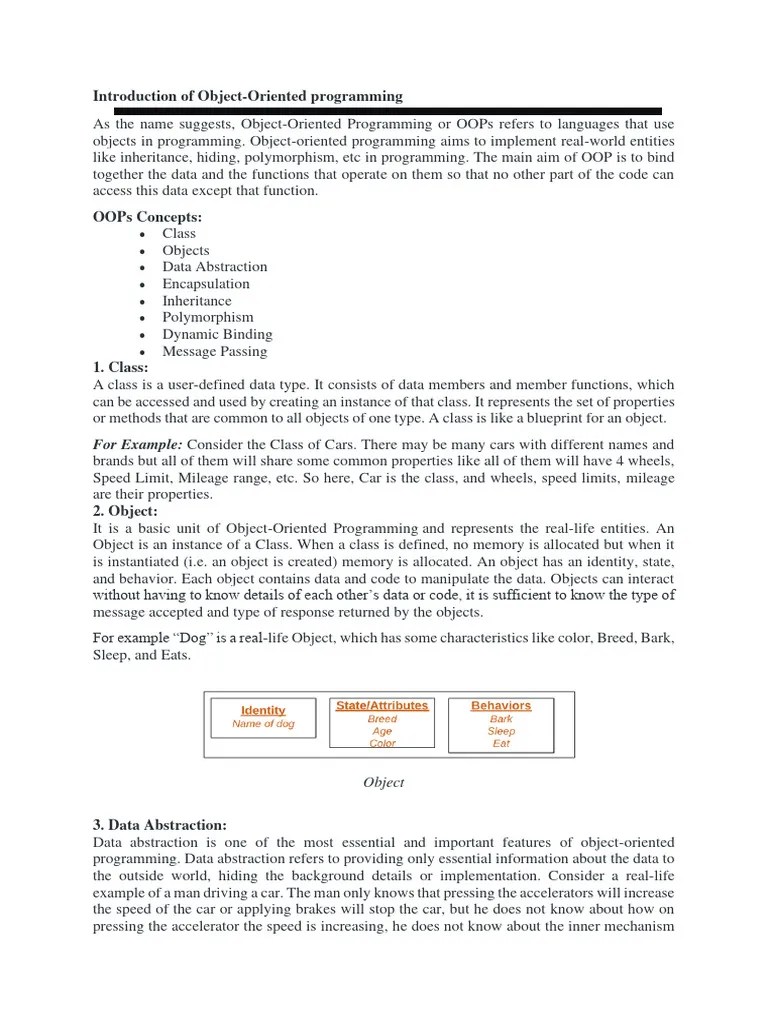 Oop Notes | PDF | Class (Computer Programming) | Object Oriented ...