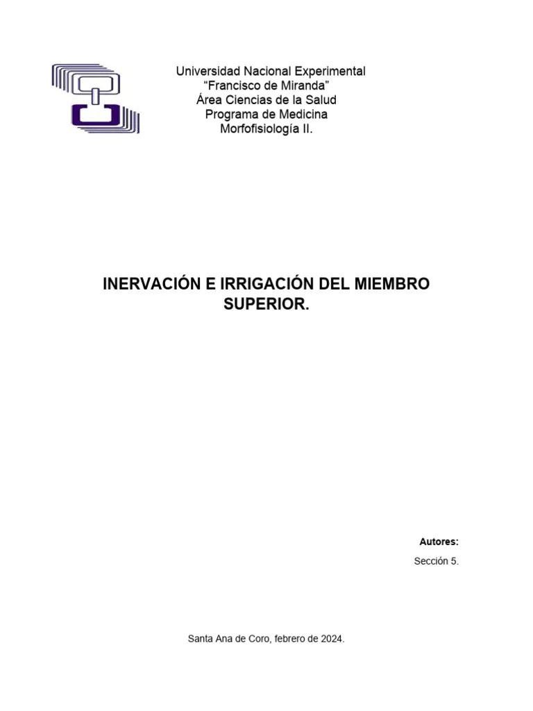 Inervacion E Irrigacion Miembro Superior Secc 5 | PDF | Anatomía ...