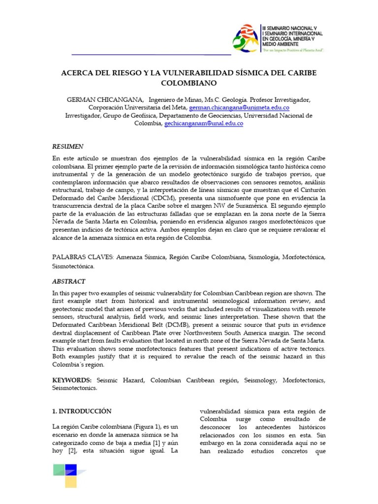 Acerca Del Riesgo Y La Vulnerabilidad Si | PDF | Falla (geología) | Temblores