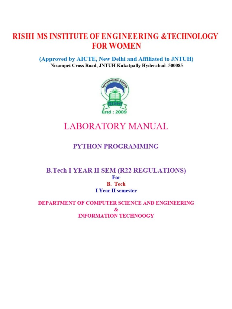 R22 - IT - Python Programming Lab Manual | Download Free PDF ...