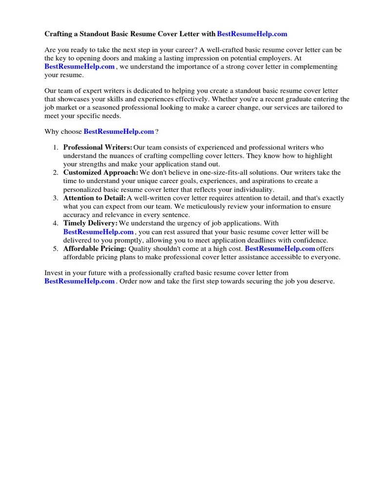 Basic Resume Cover Letter | Download Free PDF | Résumé | Recruitment