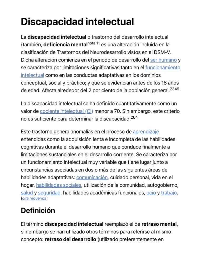 Discapacidad Intelectual | PDF | Discapacidad Intelectual | Cociente De Inteligencia