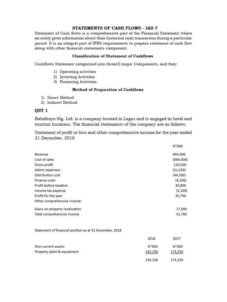 IAS 7 - Statement Of Cashflows | PDF | Fixed Asset | Equity (Finance)