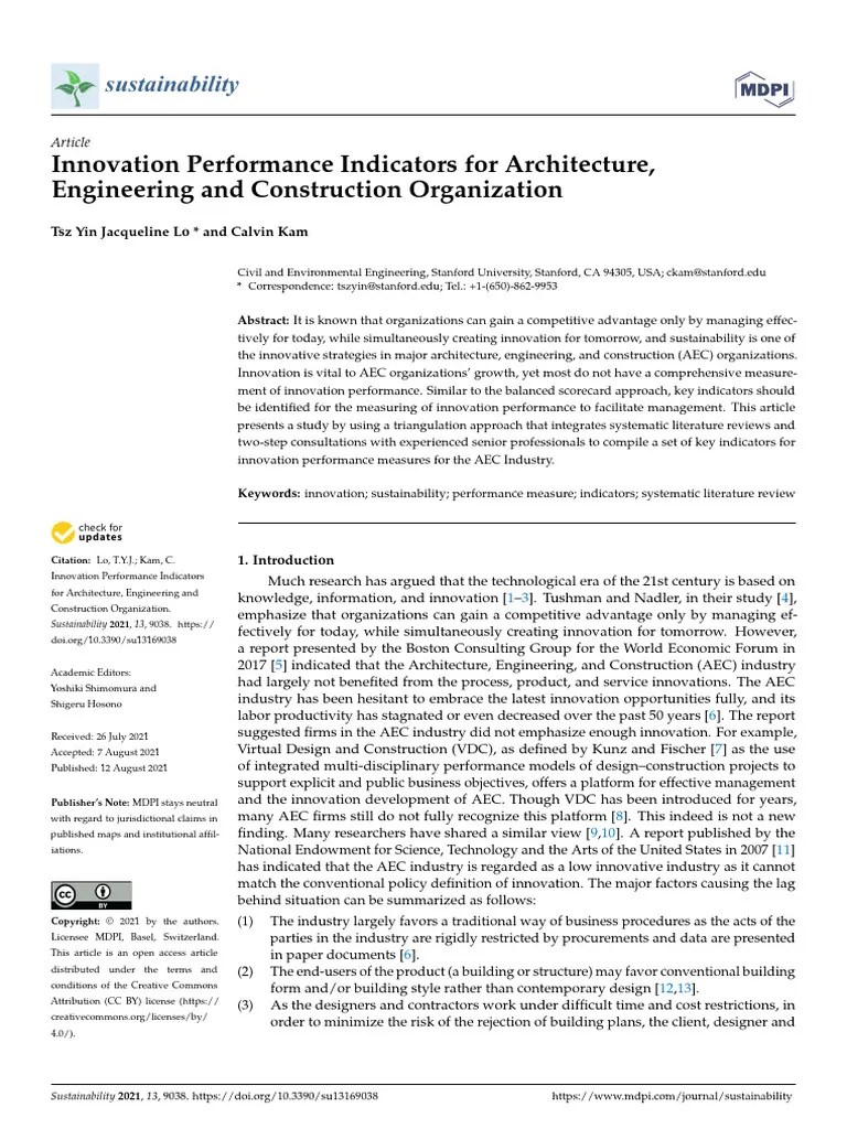 01 Innovation - Performance - Indicators - For - Architecture | PDF ...