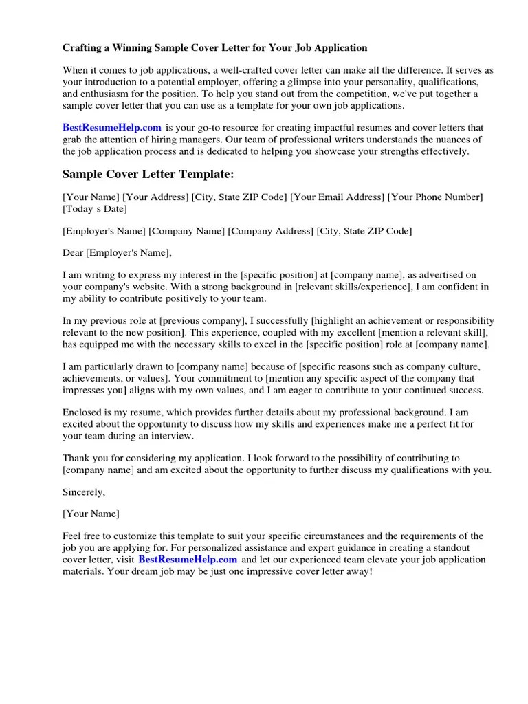 Sample Cover Letter Job Application PDF | Download Free PDF | Résumé
