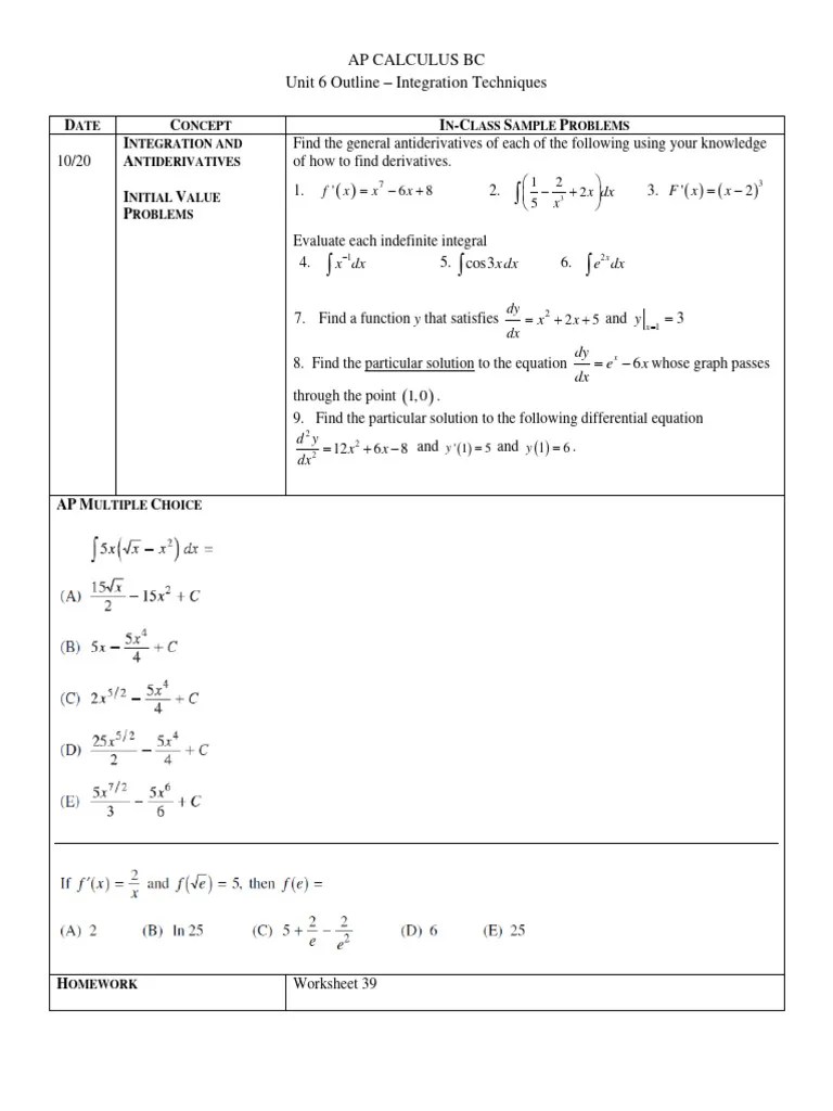 Unit 6 - AP Calculus BC | PDF | Integral | Derivative