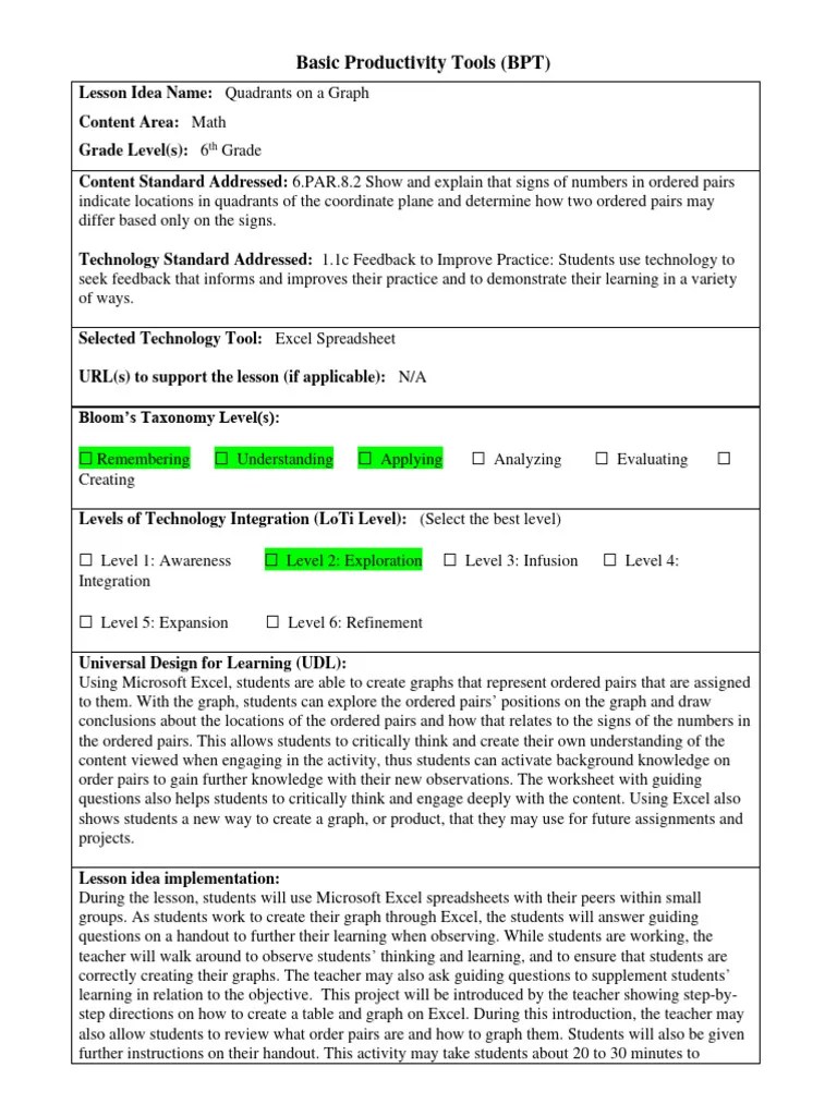 03 Basic Productivity Tools Lesson Idea Template | PDF | Microsoft ...