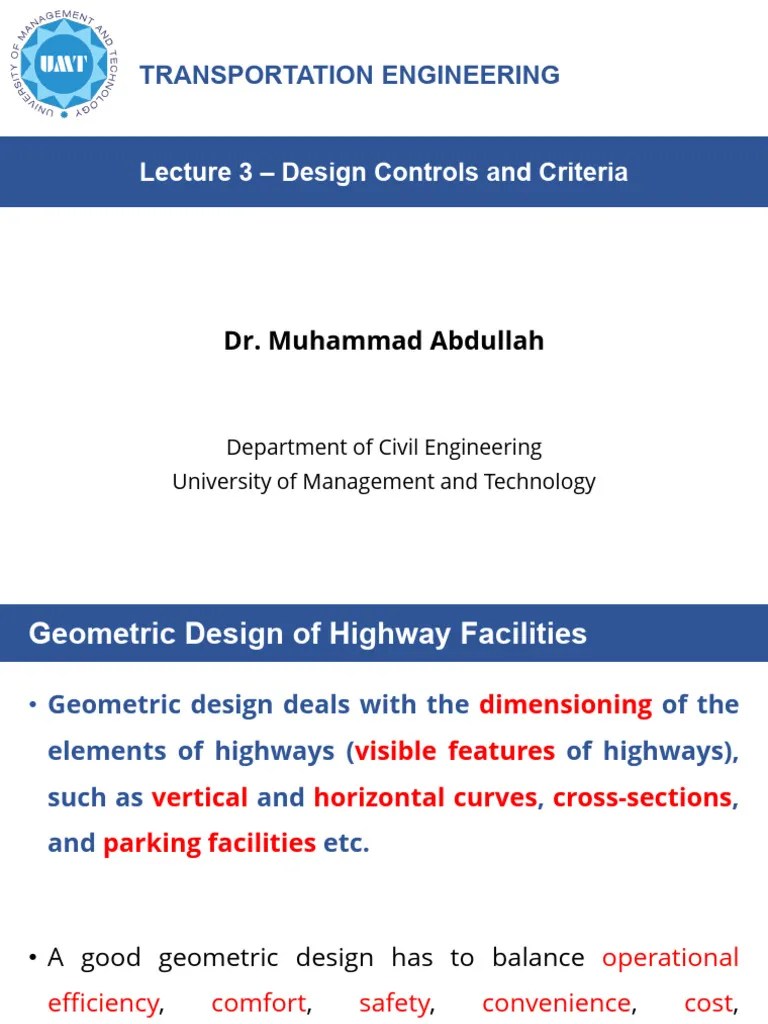 Lecture 3 - Design Controls And Criteria | PDF | Lane | Visual Perception