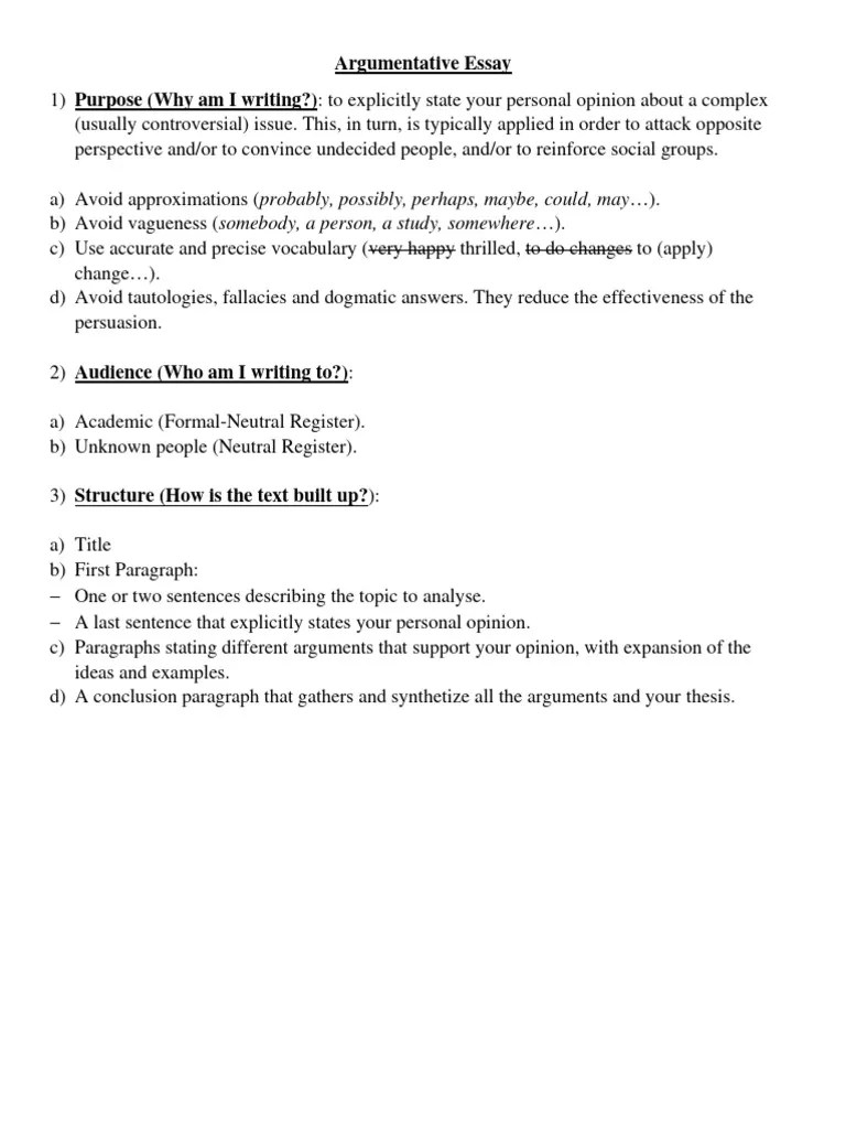 Argumentative Essay Guide | PDF