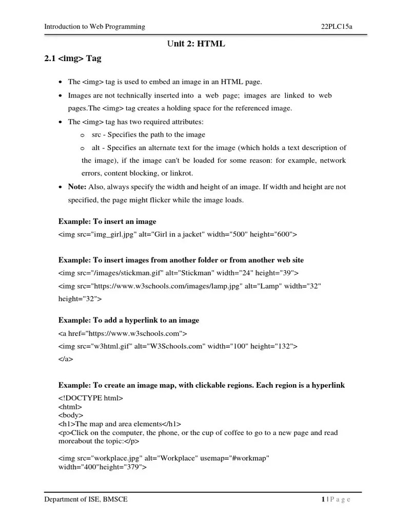 Unit 2 Notes | Download Free PDF | Html Element | Html