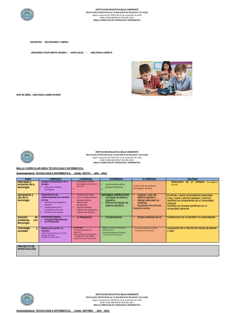 Malla Curricular Tecnologia Bello Horizonte 2024 | PDF | Microsoft Excel | Informática