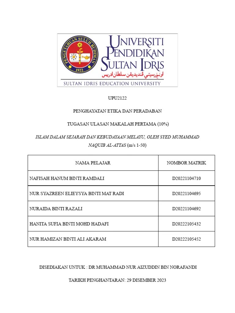 Ulasan Makalah Islam Dalam Sejarah Dan Kebudayaan Melayu, Oleh Syed Muhammad Naquib Al-Attas | PDF