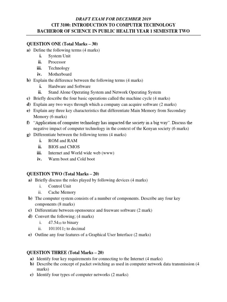 Cit 3100 Introduction To Computer Technology | PDF | Operating System | Booting