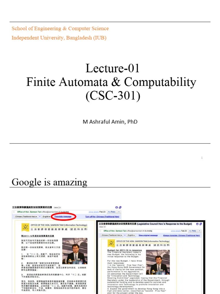 Automata Lecture 01 DFA | PDF | Applied Mathematics | Cognitive Science