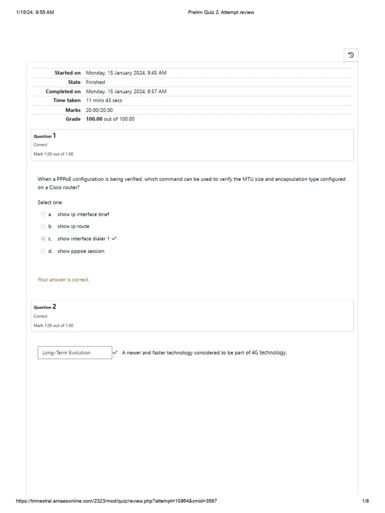 Prelim Quiz 2 - UGRD-IT6304A Data Communication And Networking 4 | PDF ...