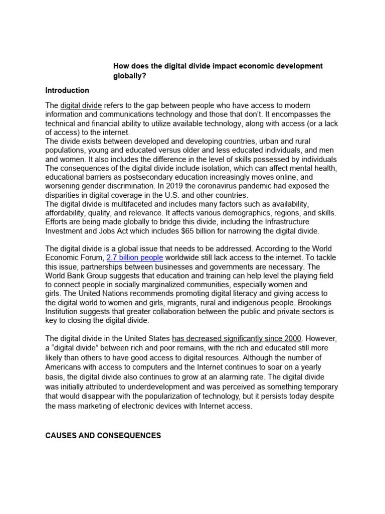 Digital Divide | PDF | Information And Communications Technology ...