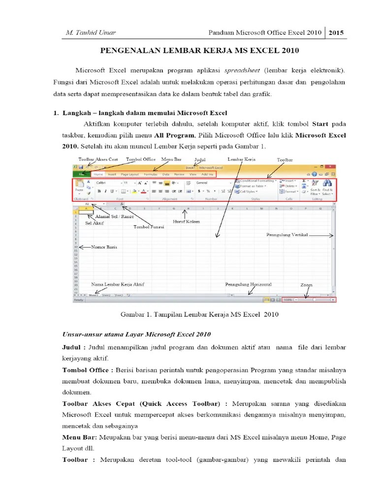 Pengenalan Lembar Kerja Ms Excel 2010 | PDF