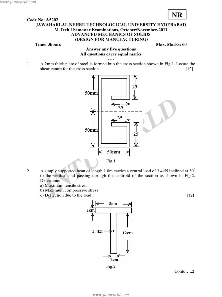 Nr-Advanced Mechanics Of Solids | Download Free PDF | Stress (Mechanics ...