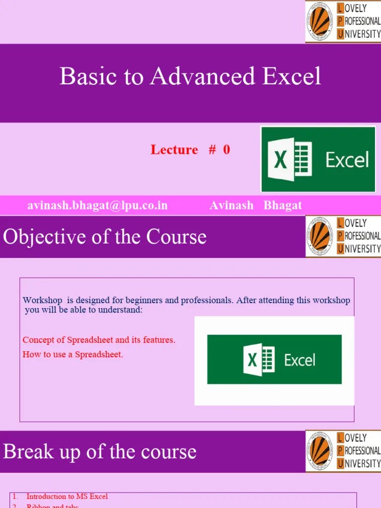 Introduction To MS Excel | PDF