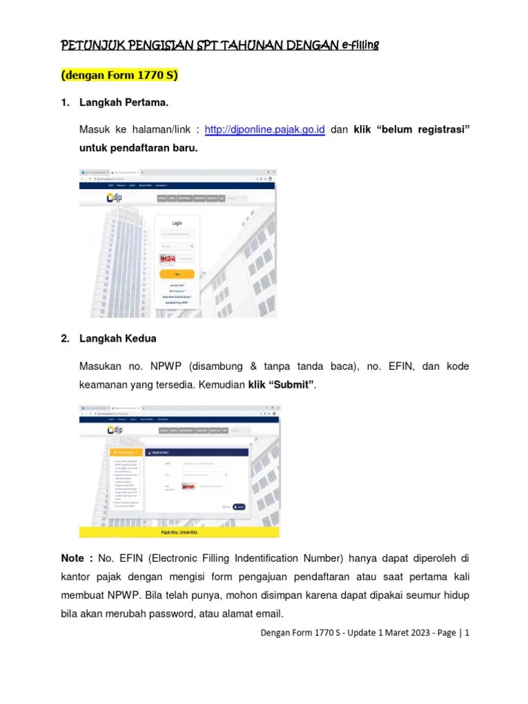 Petunjuk Pengisian SPT Tahunan 2022 (Form 1770 S) - Update 010323 | PDF
