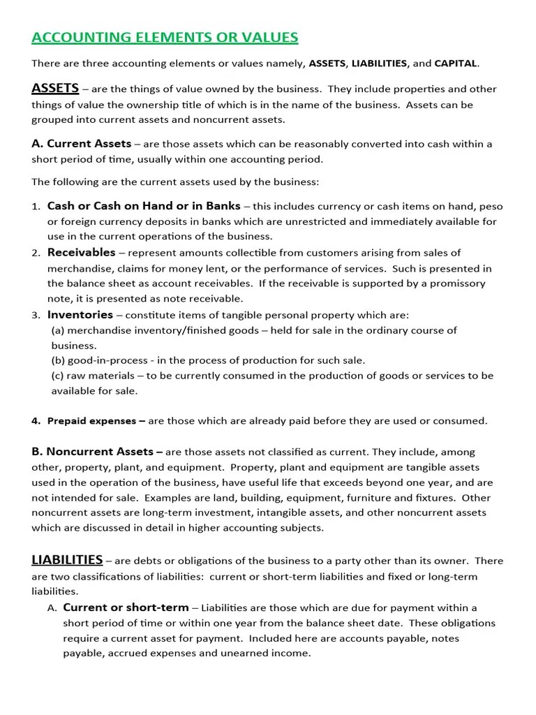 Lecture 2 Accounting Elements | PDF | Balance Sheet | Expense