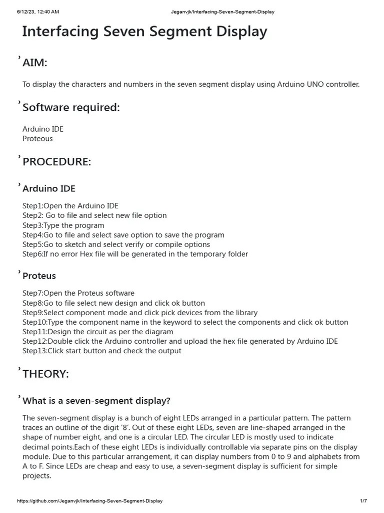 Ex - No 7 Interfacing-Seven-Segment-Display | Download Free PDF ...