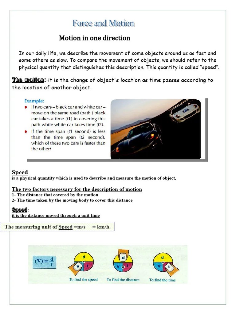 Force And Motion | PDF | Speed | Time