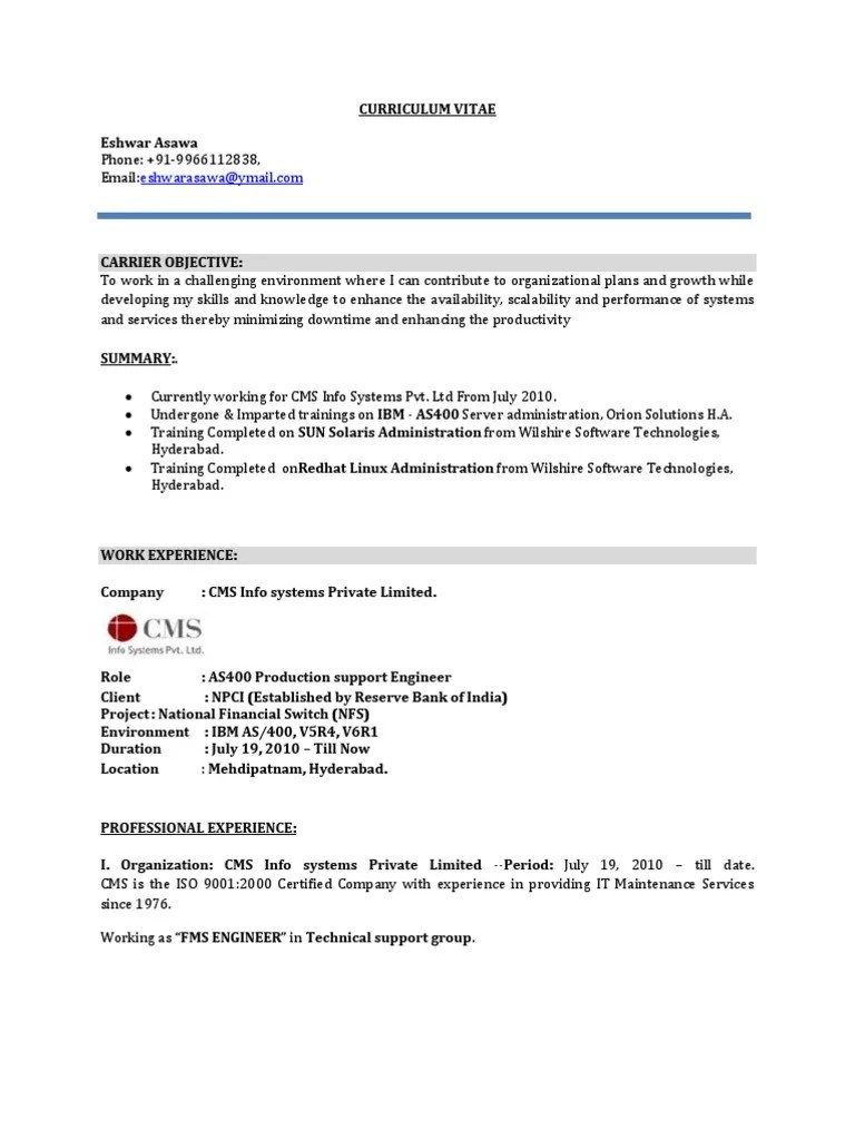 Resume Ibm System I Operating System