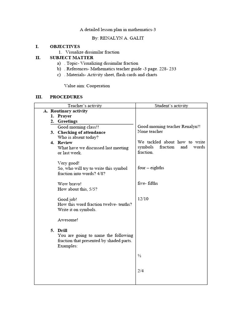Lesson Plan (Math-3) Mon | PDF | Lesson Plan | Mathematics