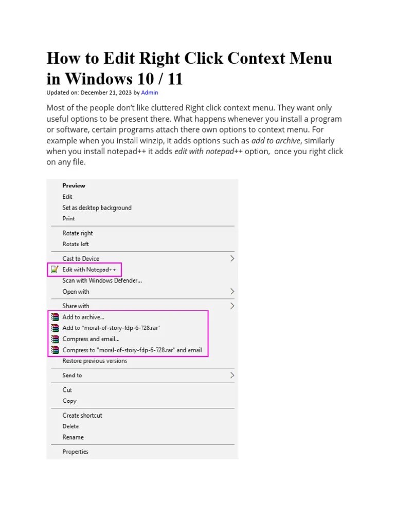 How To Edit Right Click Context Menu In Windows 10 11 | PDF | Windows ...