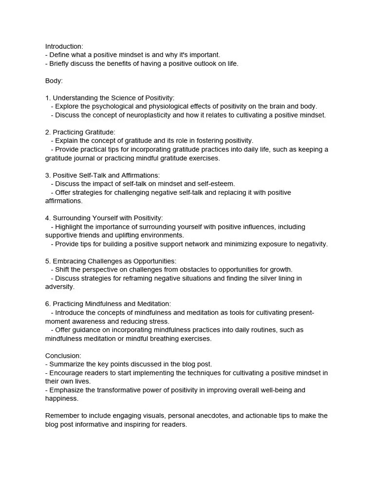 The Power Of Positivity - Techniques For Cultivating A Positive Mindset ...